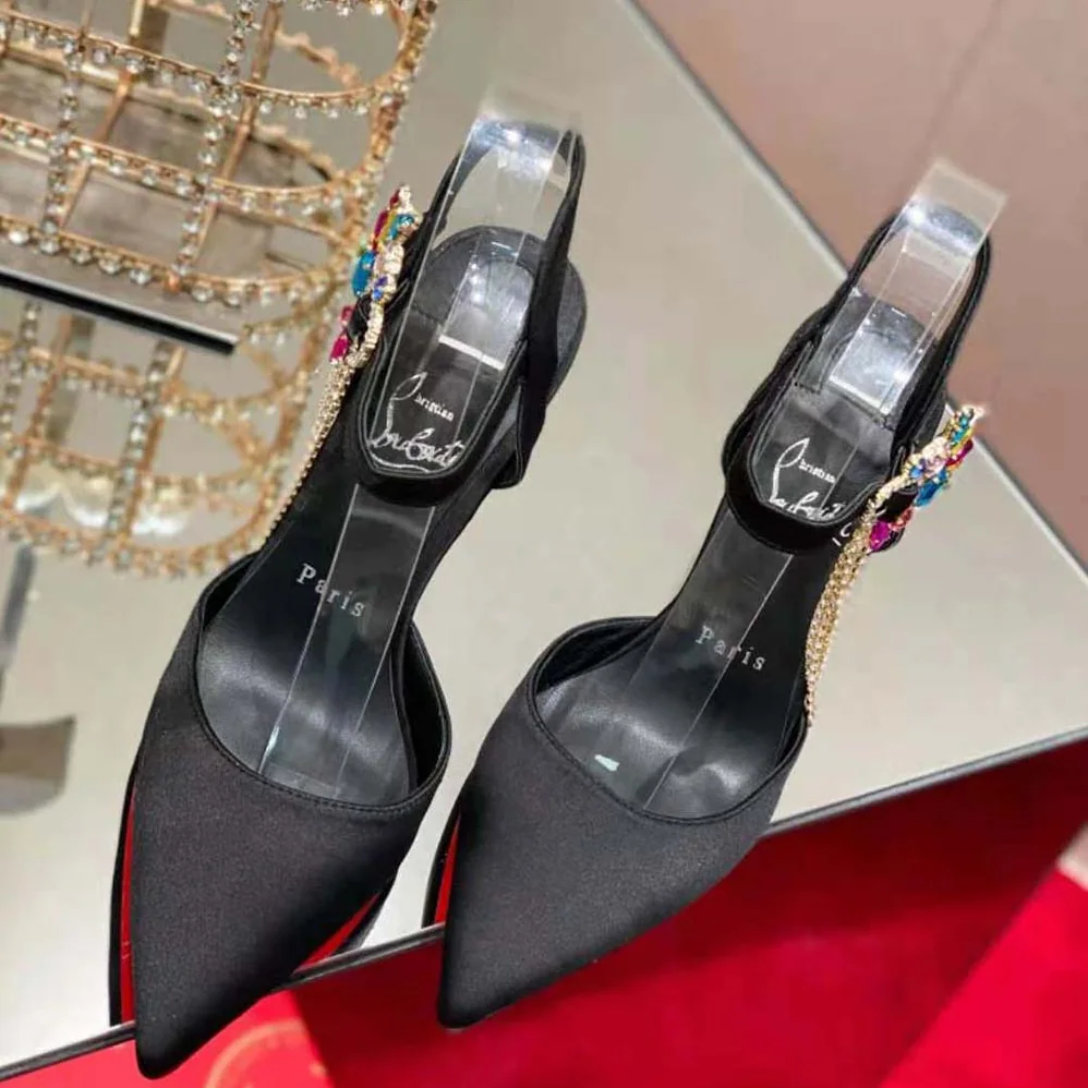 Christian Louboutin Goldina 100 mm Heel Height for Women in Black Christian Louboutin Goldina 100 mm Heel Height for Women in Black