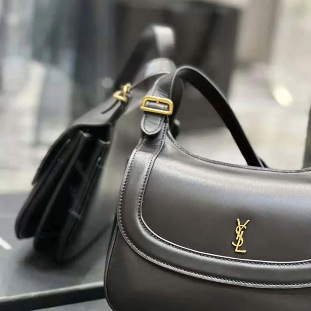 Saint Laurent YSL Charlie Medium Shoulder Bag in Smooth Leather for Women in Black Saint Laurent YSL Charlie Medium Shoulder Bag in Smooth Leather for Women in Black