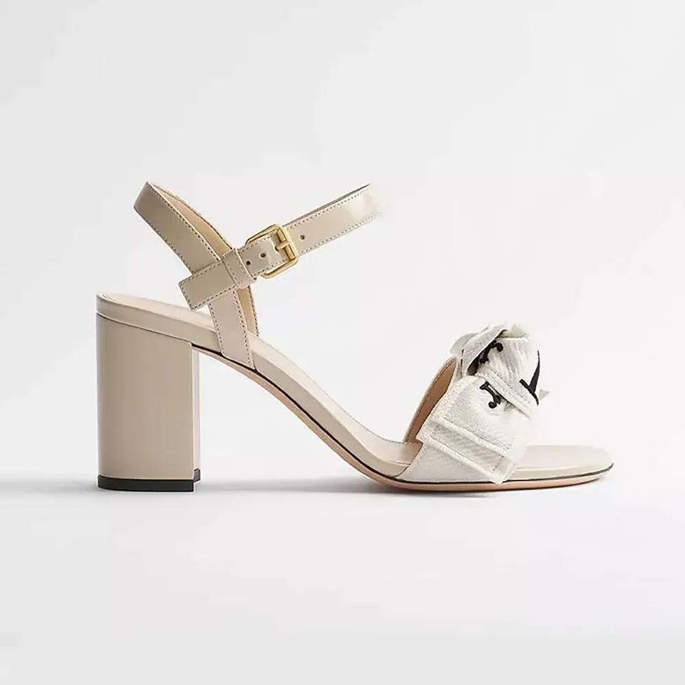Dior J'Adior Heeled Sandal Embroidered Cotton and Trench Lambskin for Women Dior J'Adior Heeled Sandal Embroidered Cotton and Trench Lambskin for Women