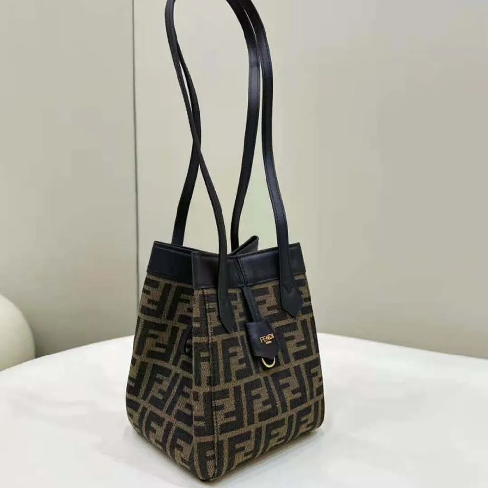 Fendi Origami Mini Brown FF Jacquard Fabric Mini Bag That Can be Transformed for Women