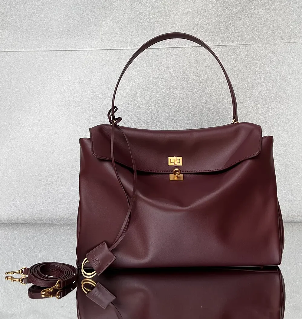 Balenciaga Rodeo Handbag Large In Dark Burgundy Smooth Calfskin Aged for Women in Gold Hardware Balenciaga Rodeo Handbag Large In Dark Burgundy Smooth Calfskin Aged for Women in Gold Hardware