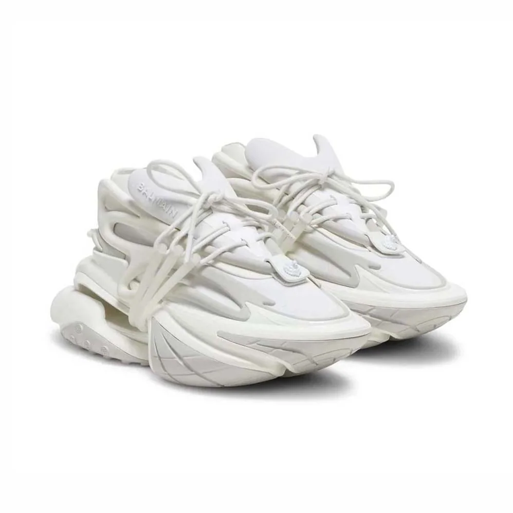 Balmain Unicorn Trainers in Neoprene and Leather for Unisex in White Balmain Unicorn Trainers in Neoprene and Leather for Unisex in White