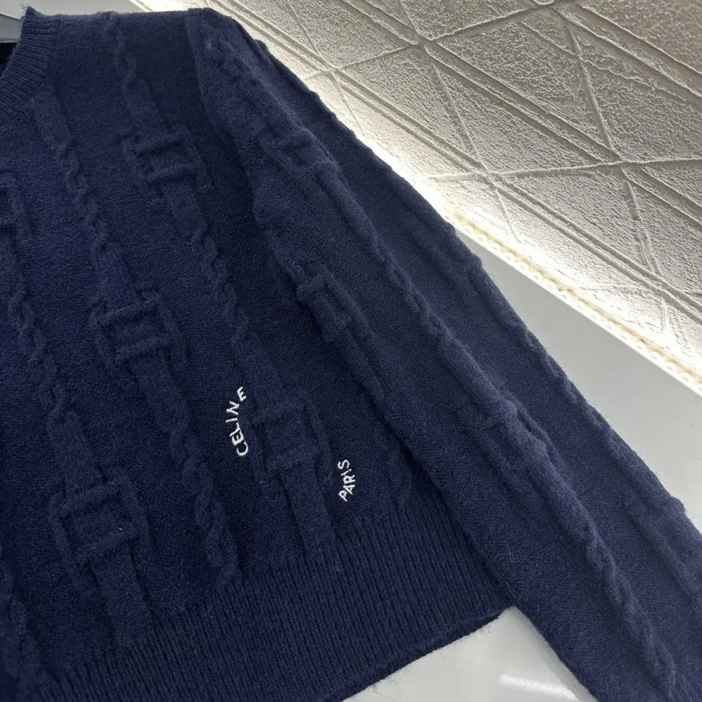 Celine Crewneck Sweater in Chains Cashmere for Men in Navy Celine Crewneck Sweater in Chains Cashmere for Men in Navy