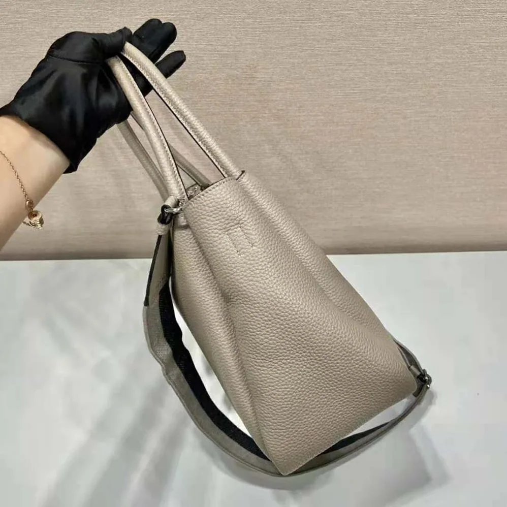 Prada Large Leather Handbag for Women in Gray