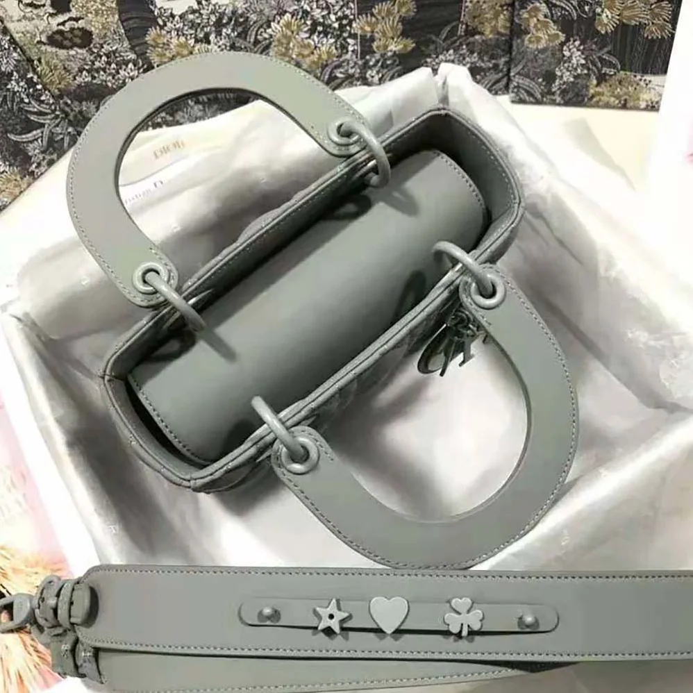 Dior Lady Dior my Abcdior Bag Gray Ultramatte Cannage Calfskin for Women
