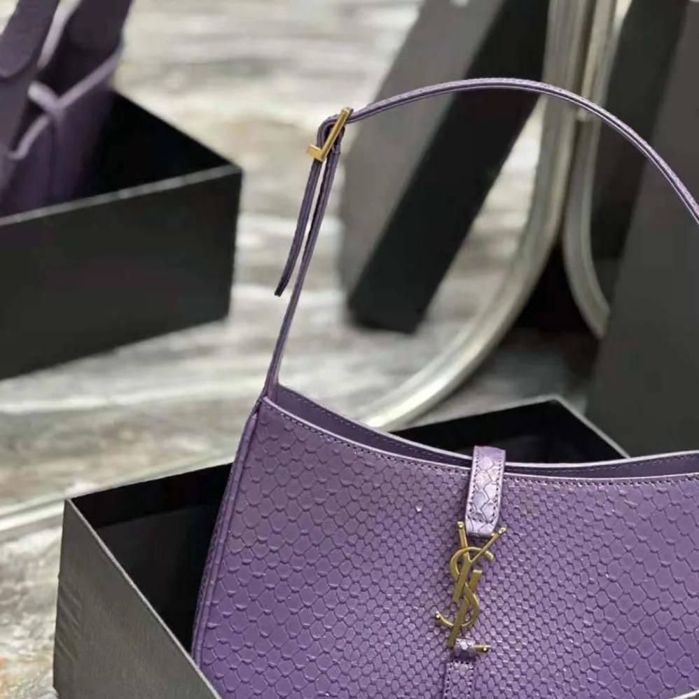 Saint Laurent YSL Le 5 A 7 Hobo Bag in Python for Women in Purple