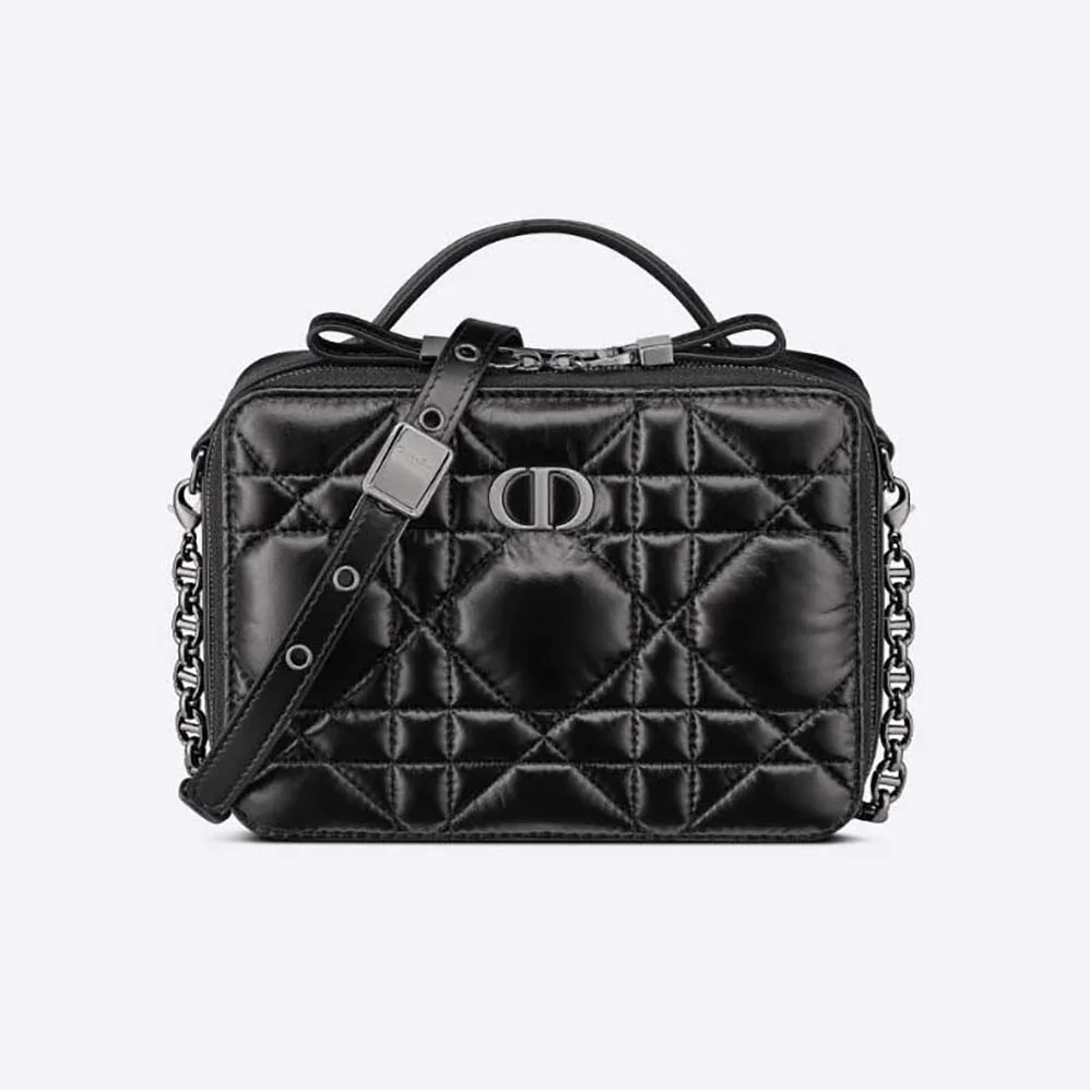 Dior Caro Box Bag with Chain Black Quilted Macrocannage Calfskin for Women Dior Caro Box Bag with Chain Black Quilted Macrocannage Calfskin for Women