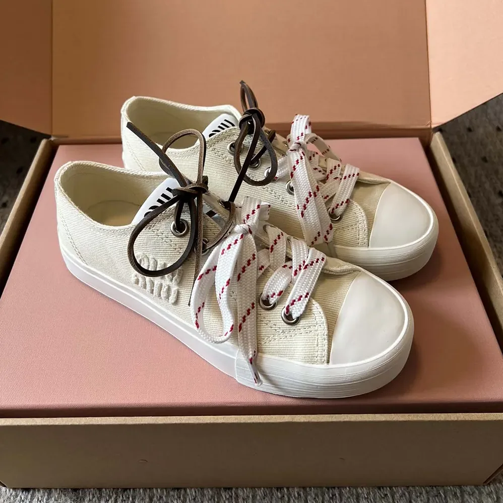 Miu Miu Washed Denim Sneakers for Women in White