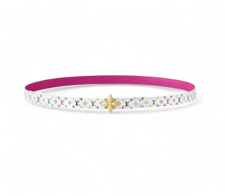 Louis Vuitton LV x TM Mini Flowergram Reversible Belt White