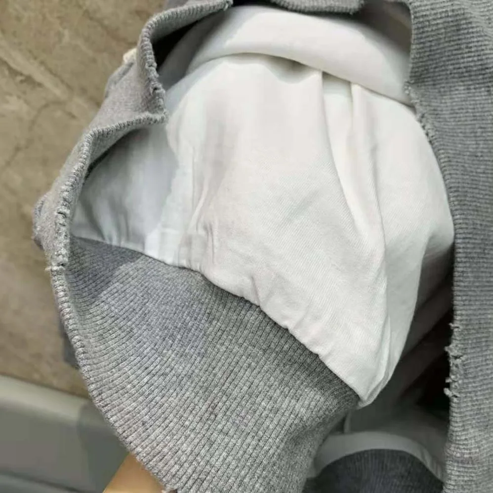 Dior Christian Dior Couture Hooded Sweatshirt Gray Cotton Fleece with Dévoré Effect for Men