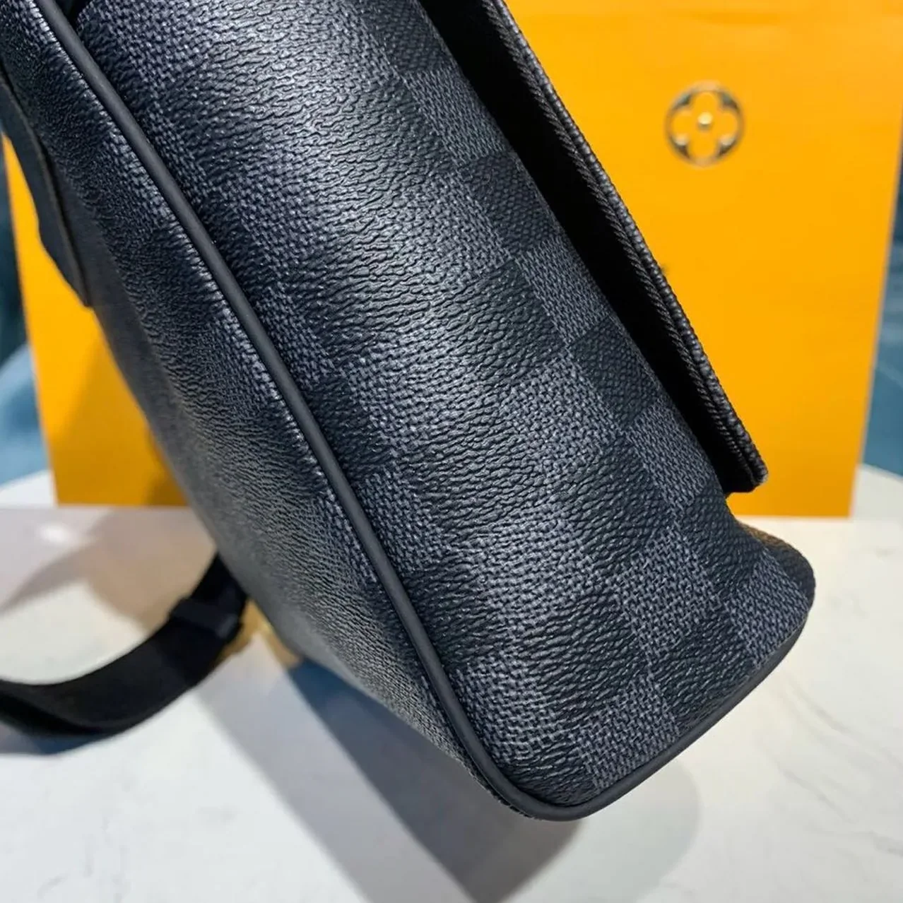 Louis Vuitton District PM Crossbody Bag / Damier Graphite Canvas Silver Hardware