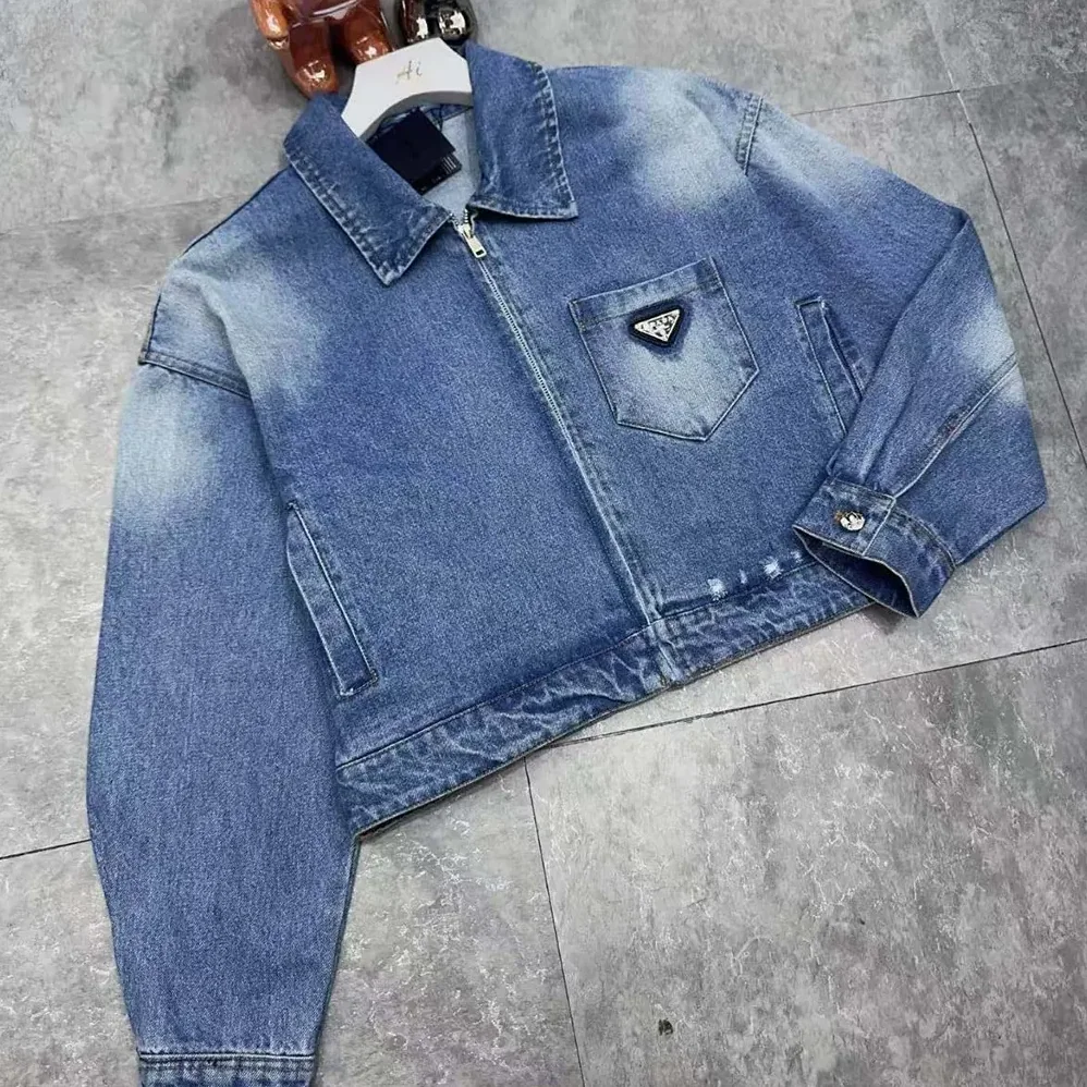 Prada Cropped Organic Denim Jacket for Women