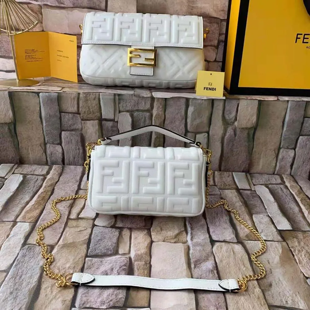 Fendi Baguette Soft Nappa Leather Bag for Women in White Fendi Baguette Soft Nappa Leather Bag for Women in White