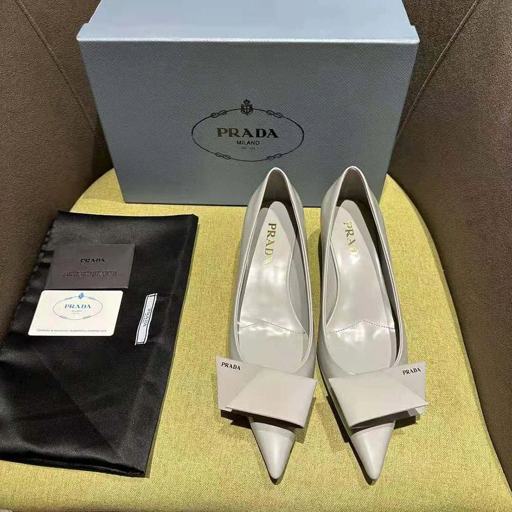Prada Brushed Leather Pumps for Women in Gray