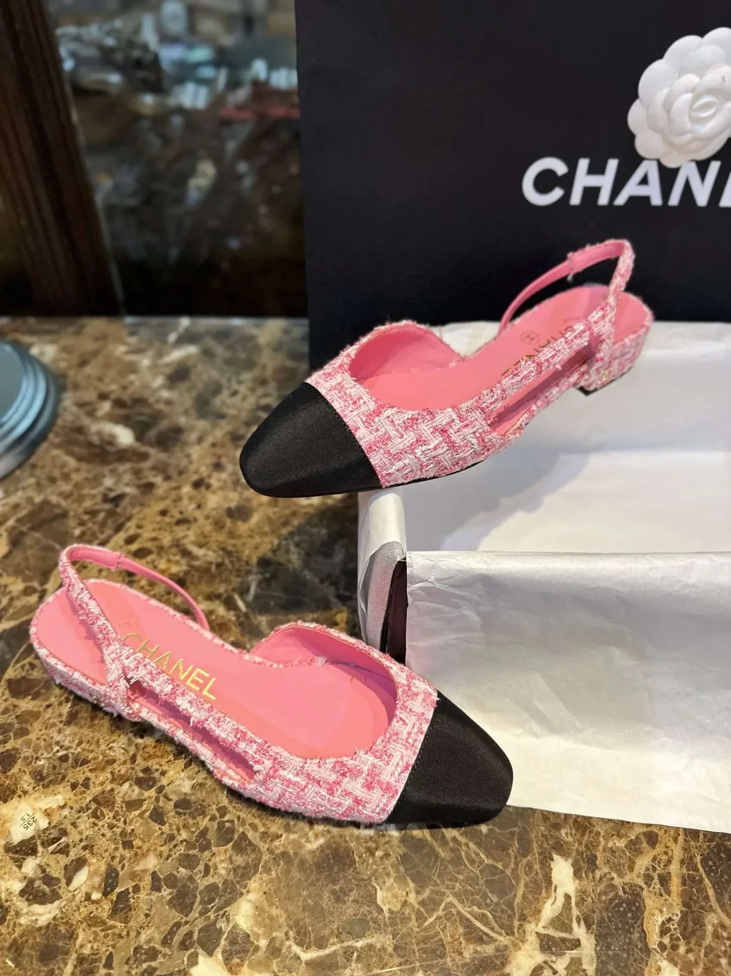 Chanel Woolen Lat Lace Up Sandals Pink Chanel Woolen Lat Lace Up Sandals Pink