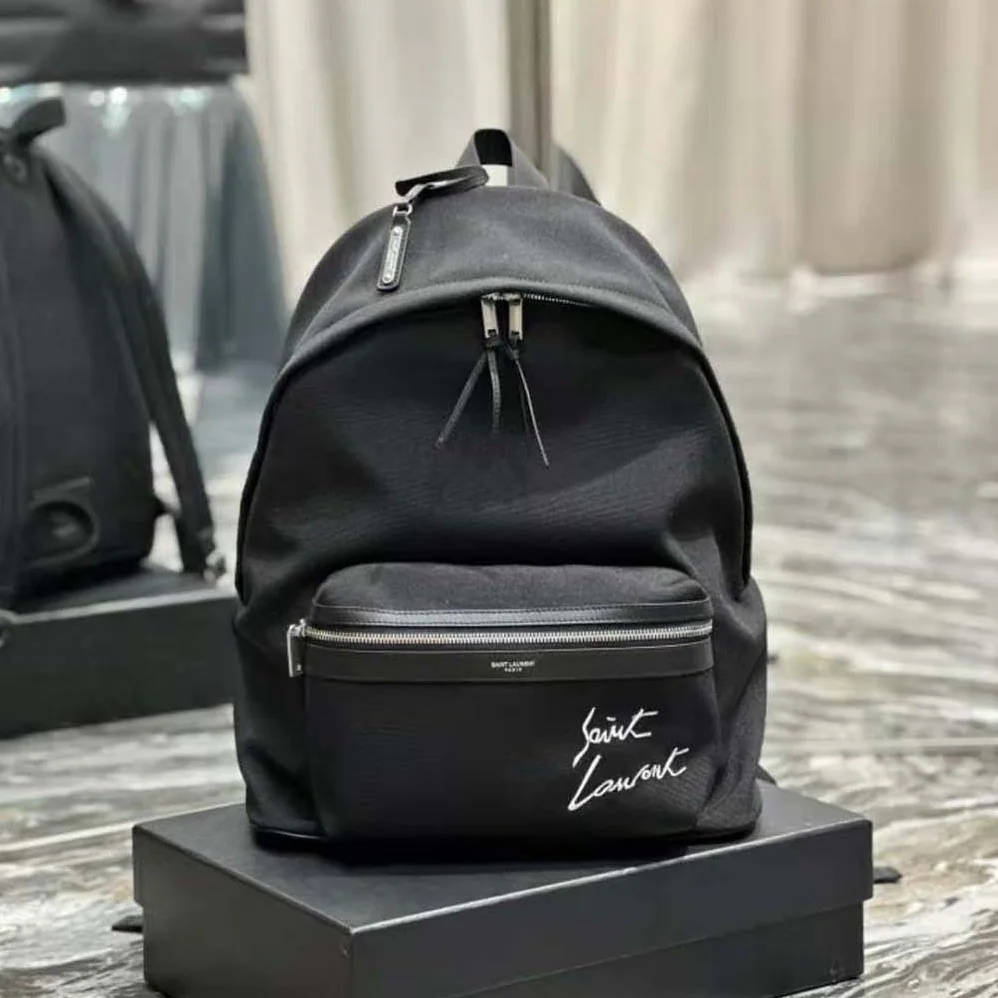 Saint Laurent YSL Saint Laurent Embroidered City Backpack in Canvas for Women Saint Laurent YSL Saint Laurent Embroidered City Backpack in Canvas for Women