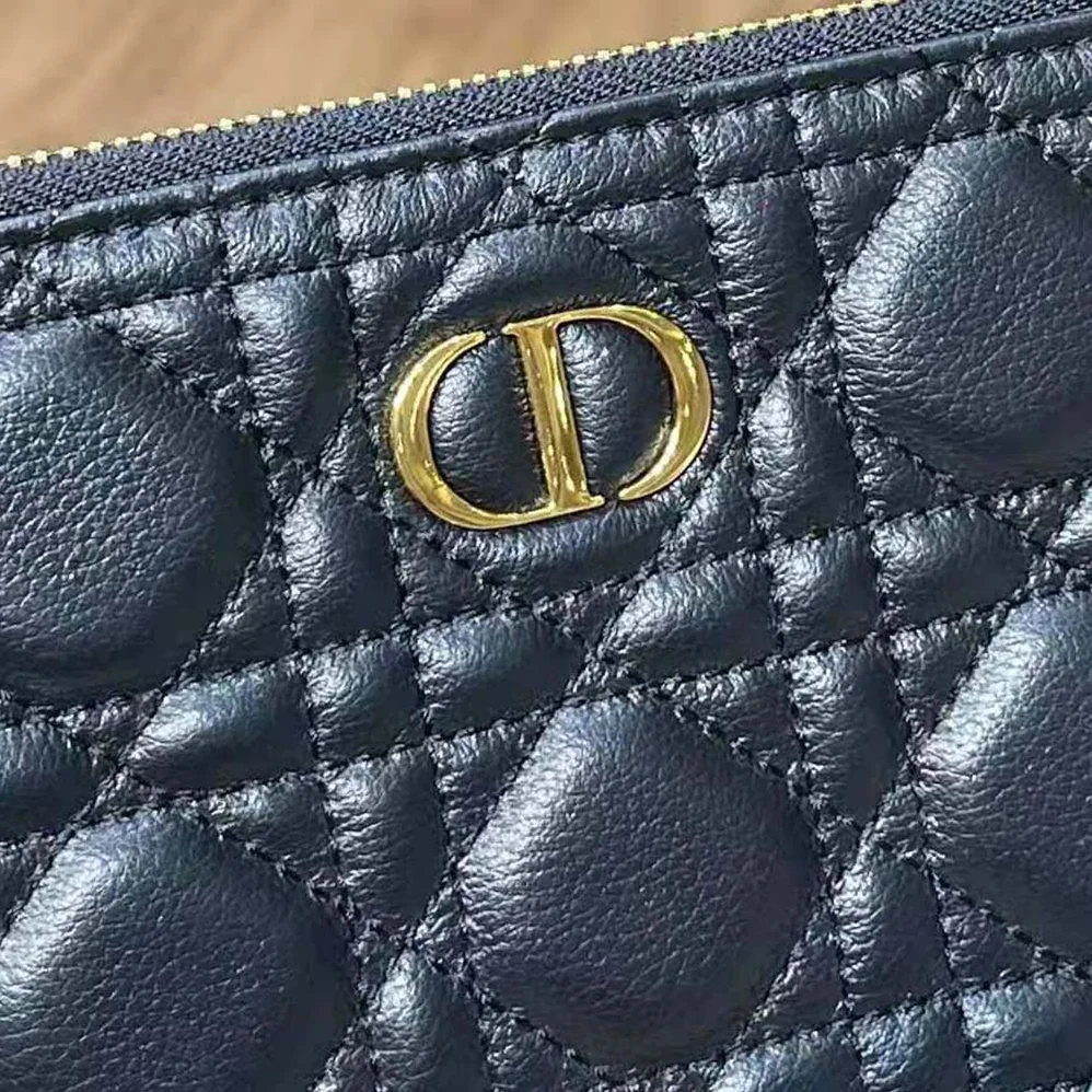 Dior Large Dior Caro Daily Pouch Cannage Calfskin for Women in Black