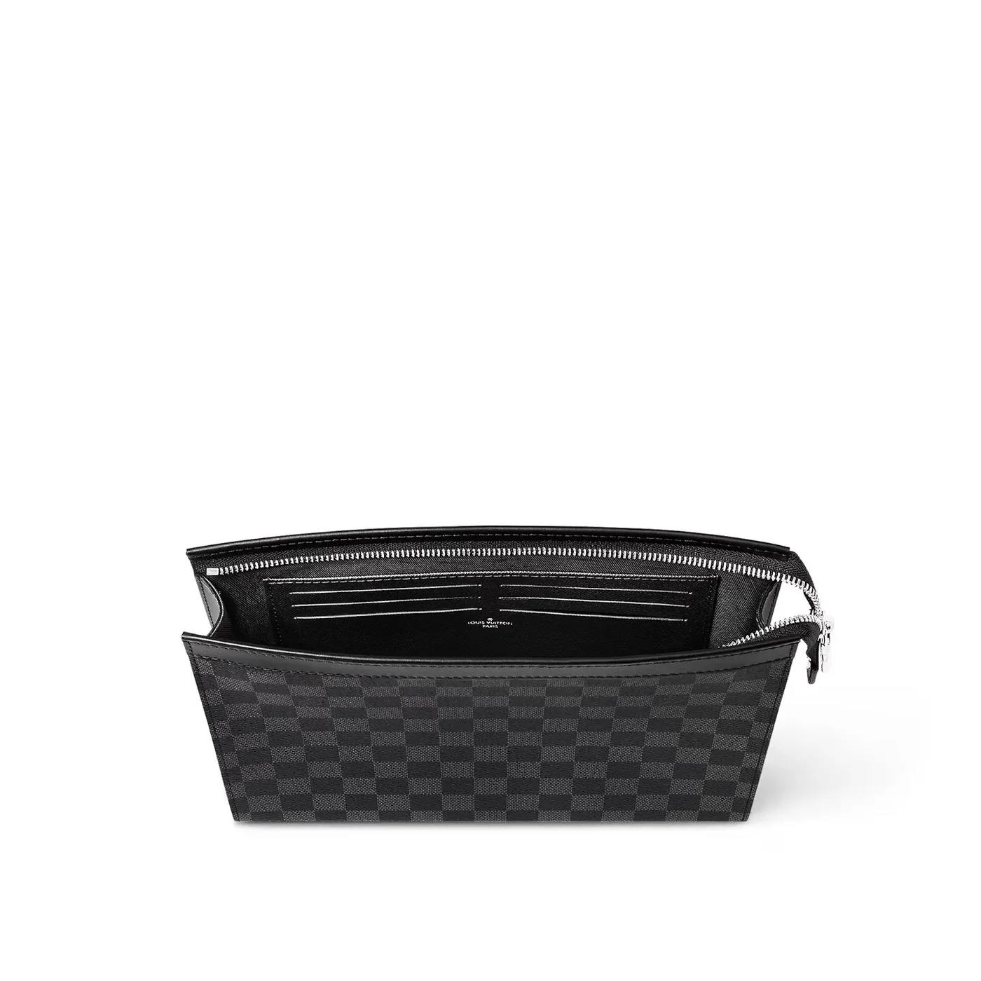 Louis Vuitton Pochette Voyage MM Pouch / Black/ Grey Damier Graphite Canvas Silver Hardware Louis Vuitton Pochette Voyage MM Pouch / Black/ Grey Damier Graphite Canvas Silver Hardware