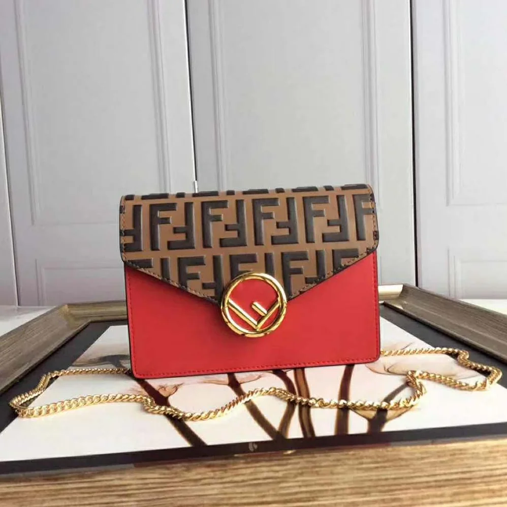 Fendi Wallet on Chain Red Leather Mini Bag for Women