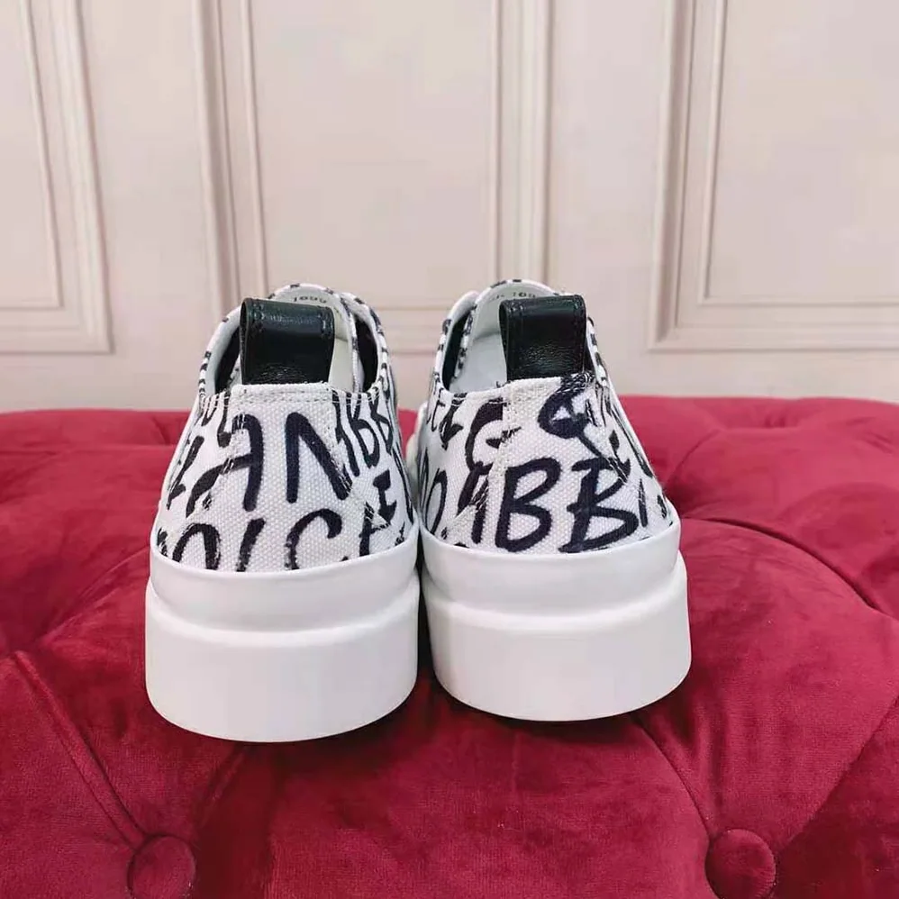 Dolce Gabbana D&G Canvas Portofino Light Sneakers with DG Logo Print for Women Dolce Gabbana D&G Canvas Portofino Light Sneakers with DG Logo Print for Women
