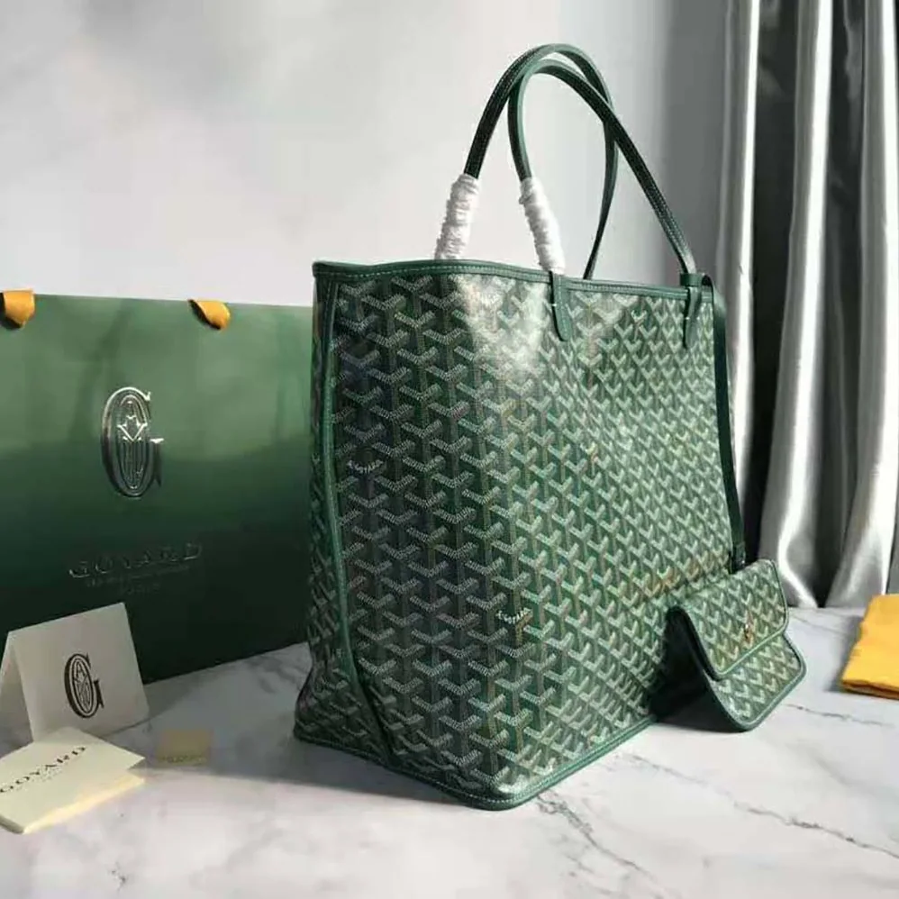Goyard Sac Saint Louis GM in Goyardine Canvas & Chevroches Calfskin for Women in Green Goyard Sac Saint Louis GM in Goyardine Canvas & Chevroches Calfskin for Women in Green