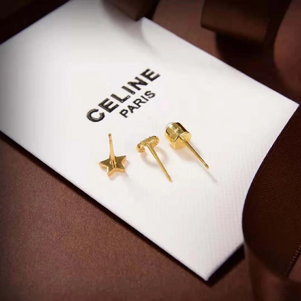 Celine Separables Celestial Set of 3 Studs in Brass with Gold Finish for Women