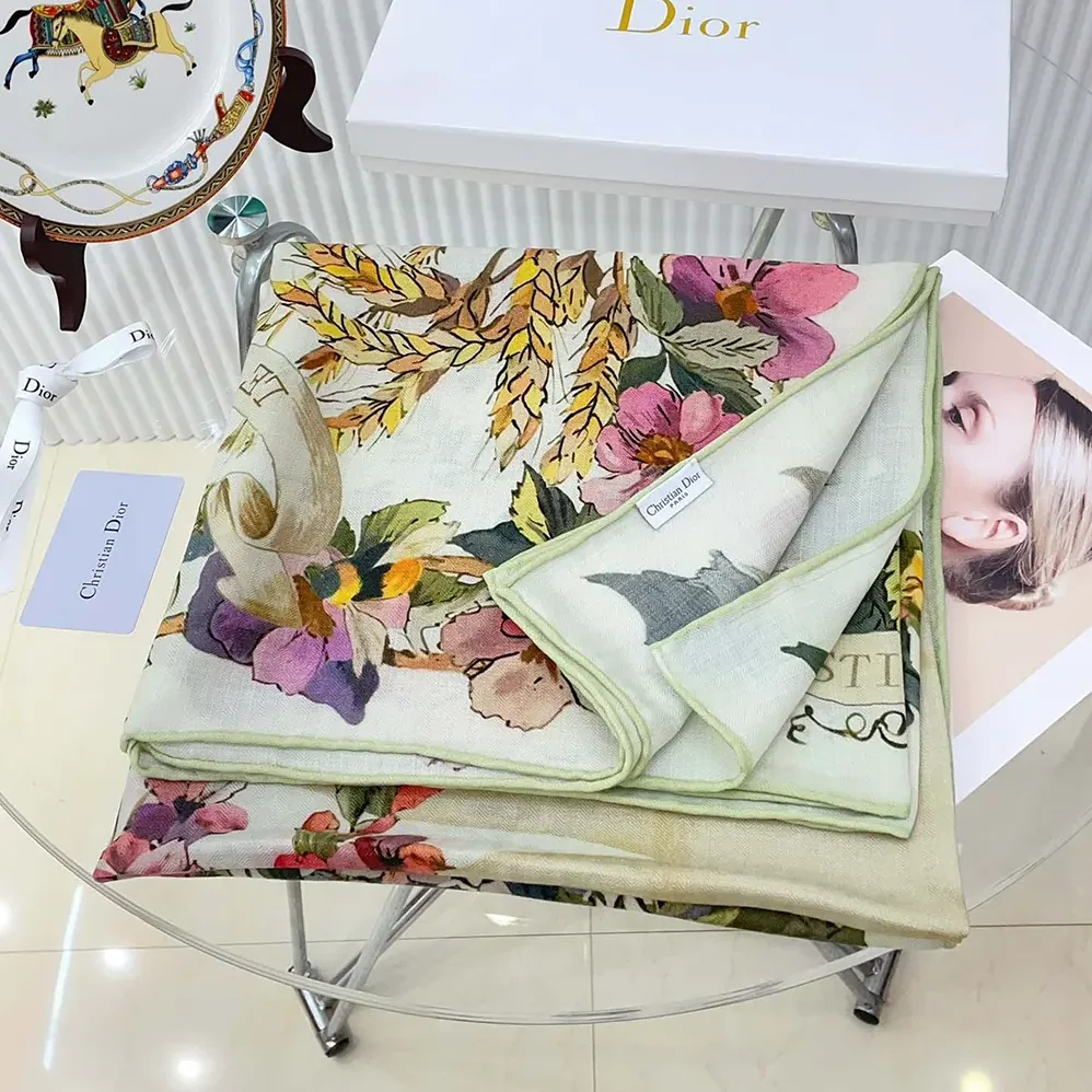 Dior Dior 4 Saisons Été Soleil 90 Square Scarf Ecru Multicolor Silk Twill for Unisex