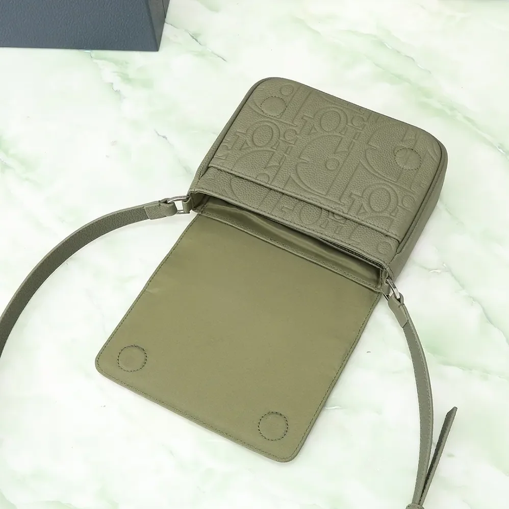Dior Messenger Bag with Flap Khaki Dior Gravity Leather and Khaki Grained Calfskin for Men Dior Messenger Bag with Flap Khaki Dior Gravity Leather and Khaki Grained Calfskin for Men
