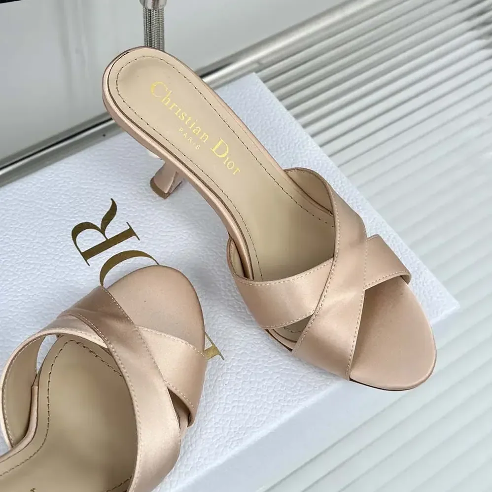 Dior Dior Tribales Heeled Slide Nude Satin for Women