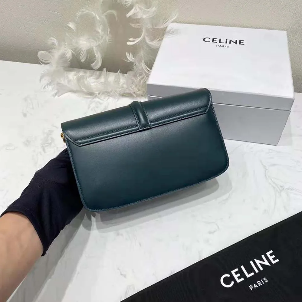 Celine Chain Bag 16 in Satinated Calfskin for Women in Green Celine Chain Bag 16 in Satinated Calfskin for Women in Green