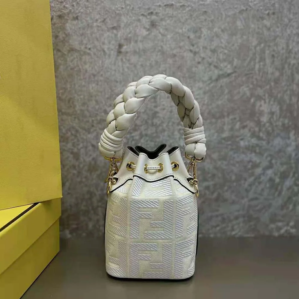 Fendi Mon Tresor White FF Canvas Mini for Women in Bag Fendi Mon Tresor White FF Canvas Mini for Women in Bag