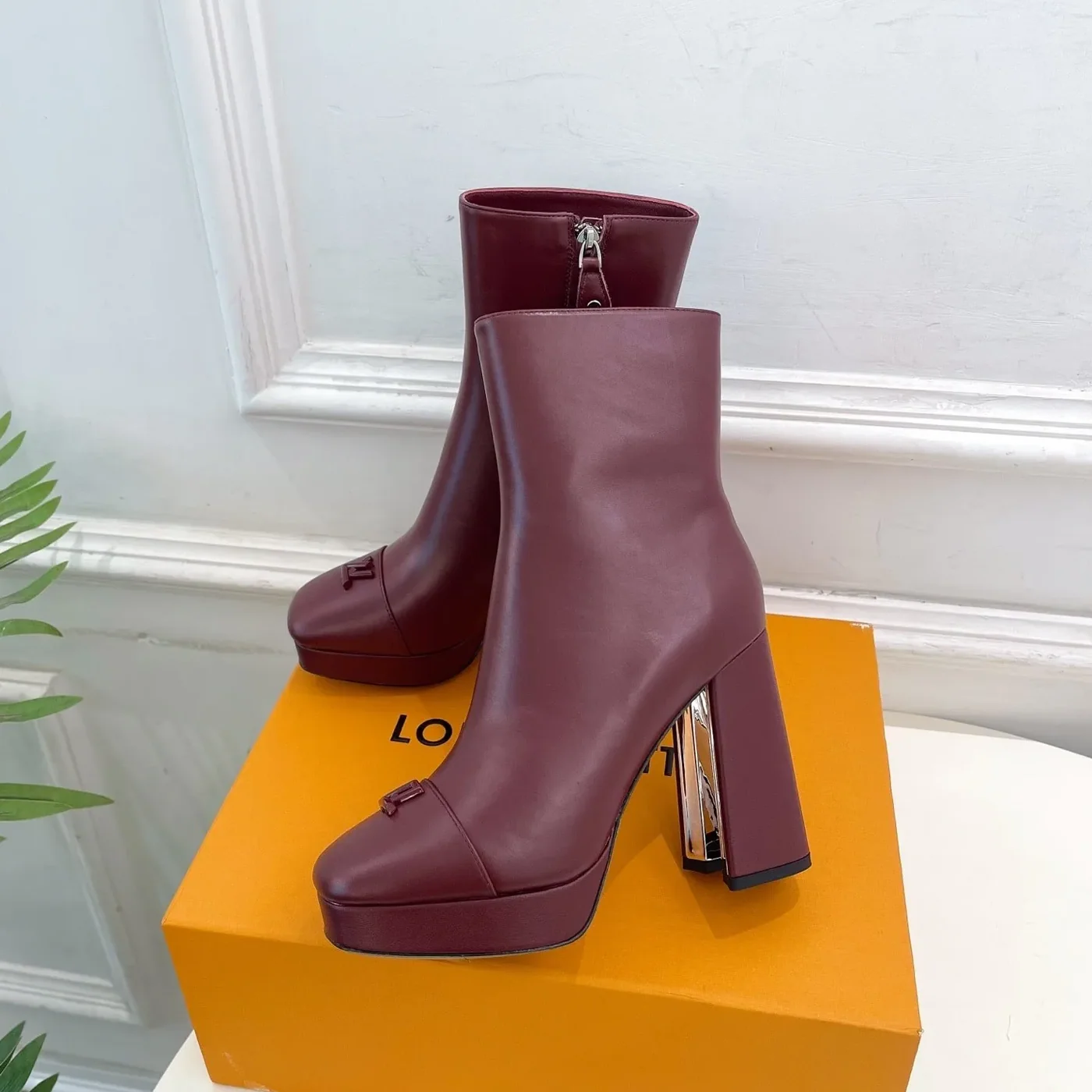 Louis Vuitton Swing Platform Ankle Boots Bordeaux Red