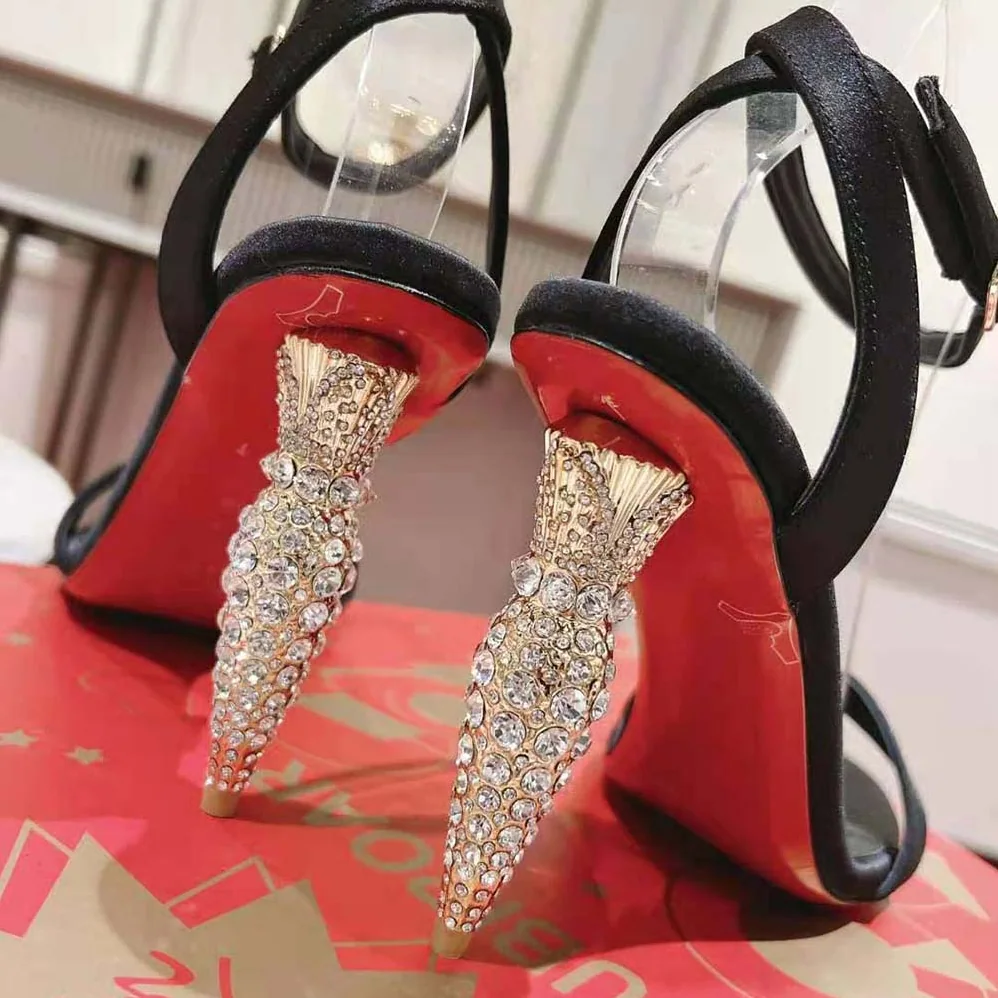 Christian Louboutin Lipstrass Queen 100 mm Heel Height for Women in Black Christian Louboutin Lipstrass Queen 100 mm Heel Height for Women in Black