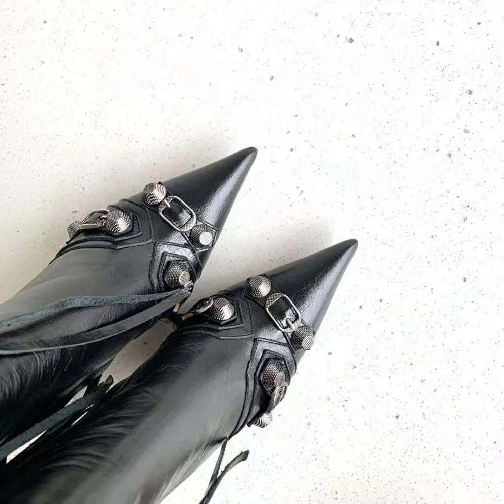 Balenciaga Cagole 90mm Boot in Black Arena Lambskin for Women