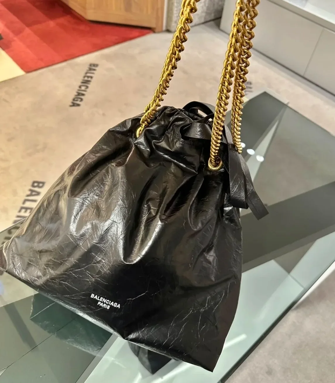 Balenciaga Crush Small Tote Bag Black / Balenciaga Crush Small Tote Bag Black /