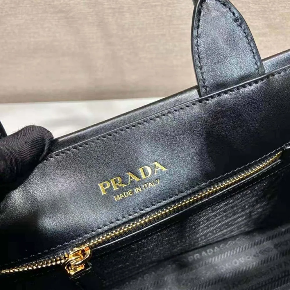 Prada Mini Prada Symbole Leather Bag with Stitching for Women in Black