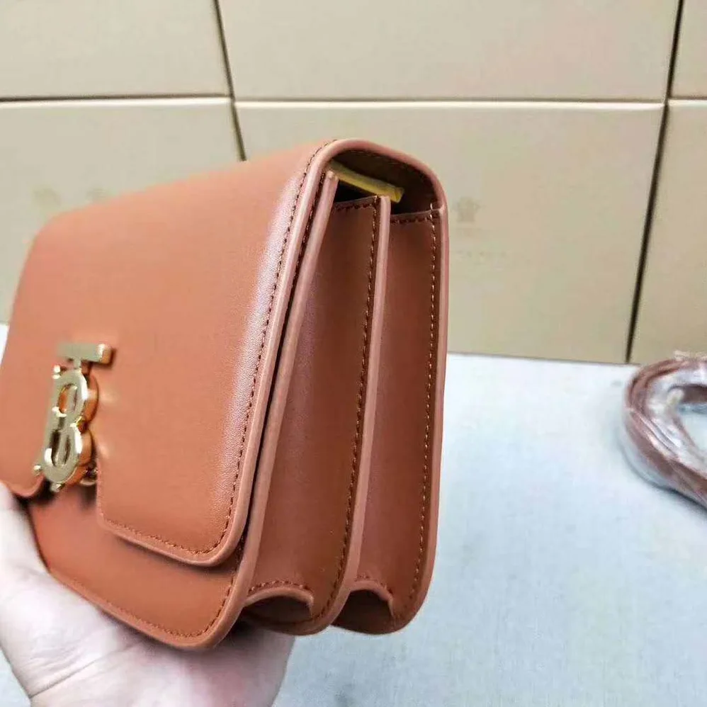 Burberry Small Leather TB Bag for Women in Brown