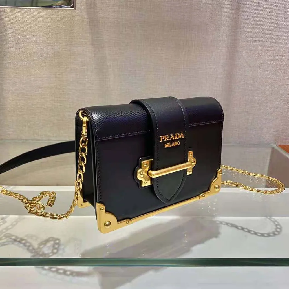 Prada Leather Prada Cahier Bag for Women in Black Prada Leather Prada Cahier Bag for Women in Black