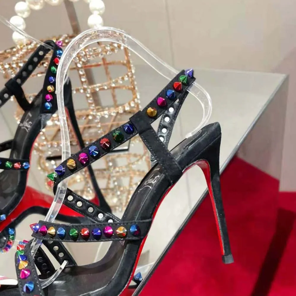 Christian Louboutin Spikita Strap 100 mm Heel Height for Women in Black Christian Louboutin Spikita Strap 100 mm Heel Height for Women in Black