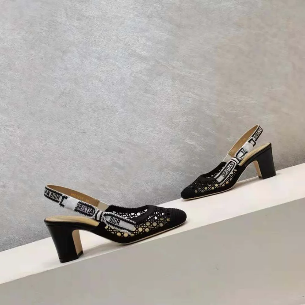 Dior Dior and Moi Slingback Pump Black Cannage Embroidered Mesh for Women Dior Dior and Moi Slingback Pump Black Cannage Embroidered Mesh for Women