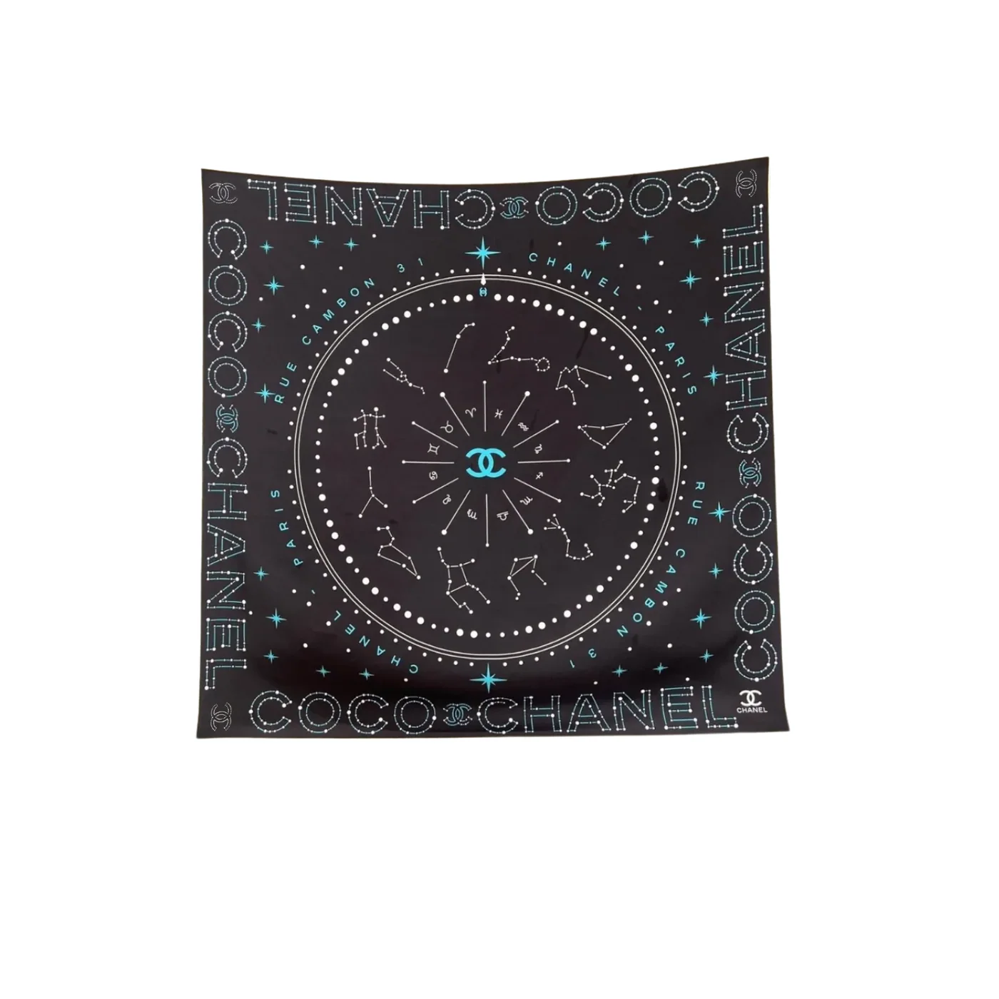 Chanel 25C Coco Square Scarf Black /