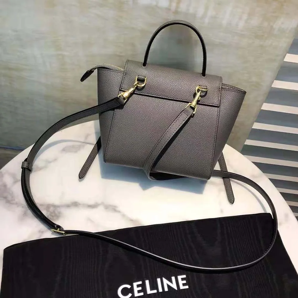 Celine Pico Belt Bag in Grained Calfskin for Women in Gray