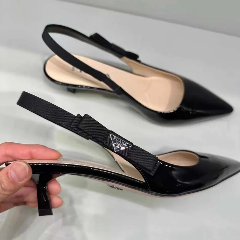 Prada Patent-Leather Slingback Pumps for Women in Black