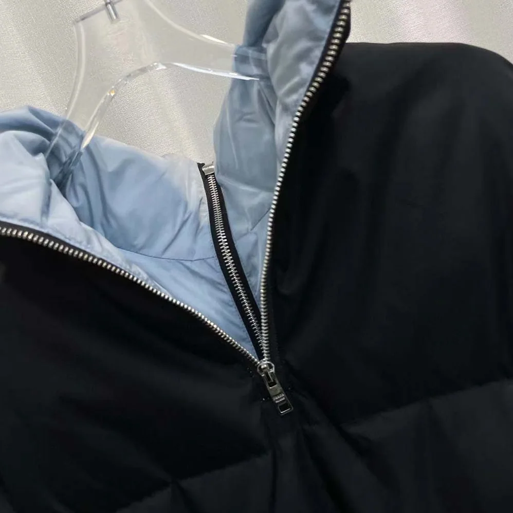 Prada Re-Nylon Gabardine Down Coat for Women in Black Prada Re-Nylon Gabardine Down Coat for Women in Black