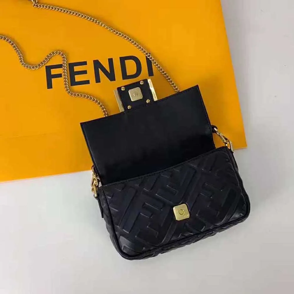 Fendi Baguette Black Leather Bag for Women