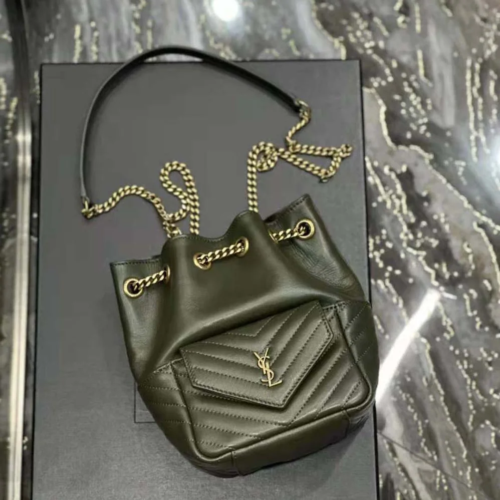 Saint Laurent YSL Joe Backpack in Lambskin for Women in Green Saint Laurent YSL Joe Backpack in Lambskin for Women in Green