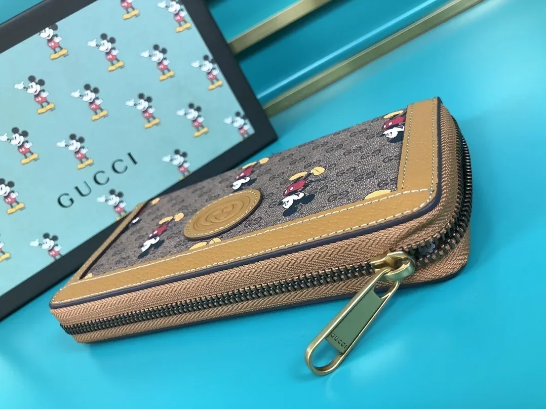 Gucci x Disney Mickey Light Brown Light Brown Zip Around Wallet