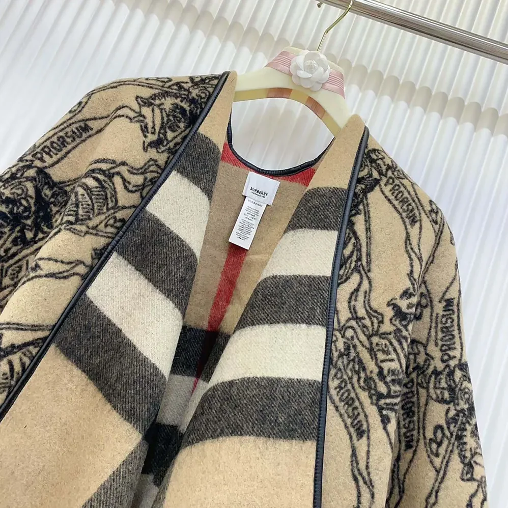 Burberry Reversible EKD Check Wool Cape for Women in Brown