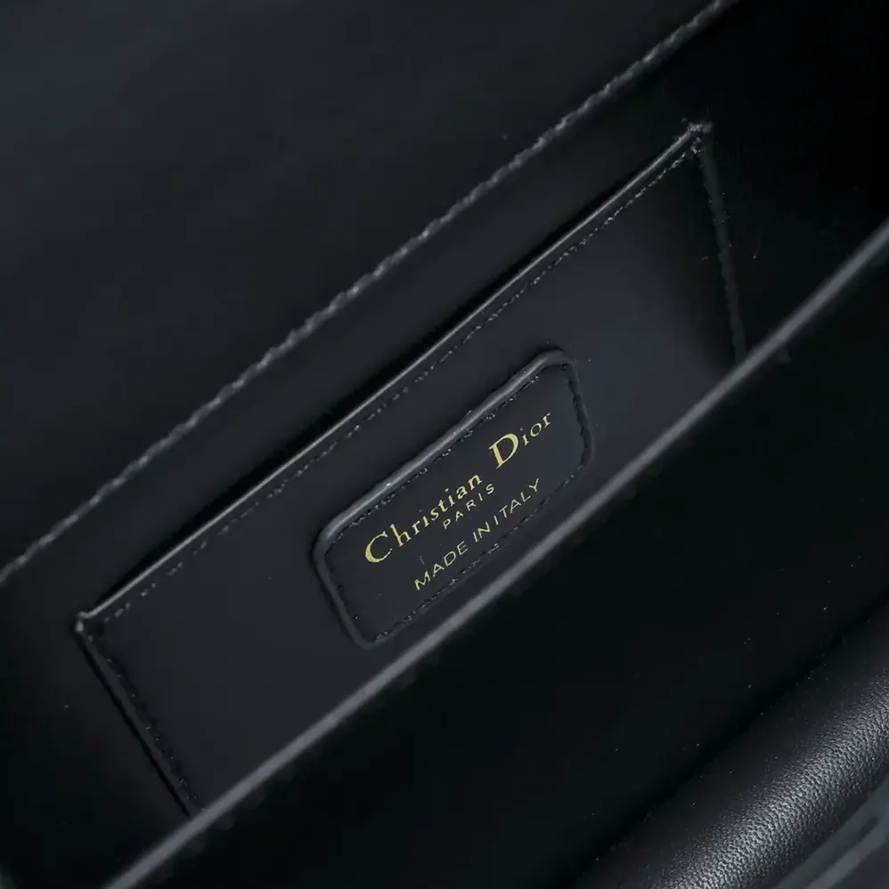 Dior Mini Dior Ange Bag Black Macrocannage Calfskin for Women