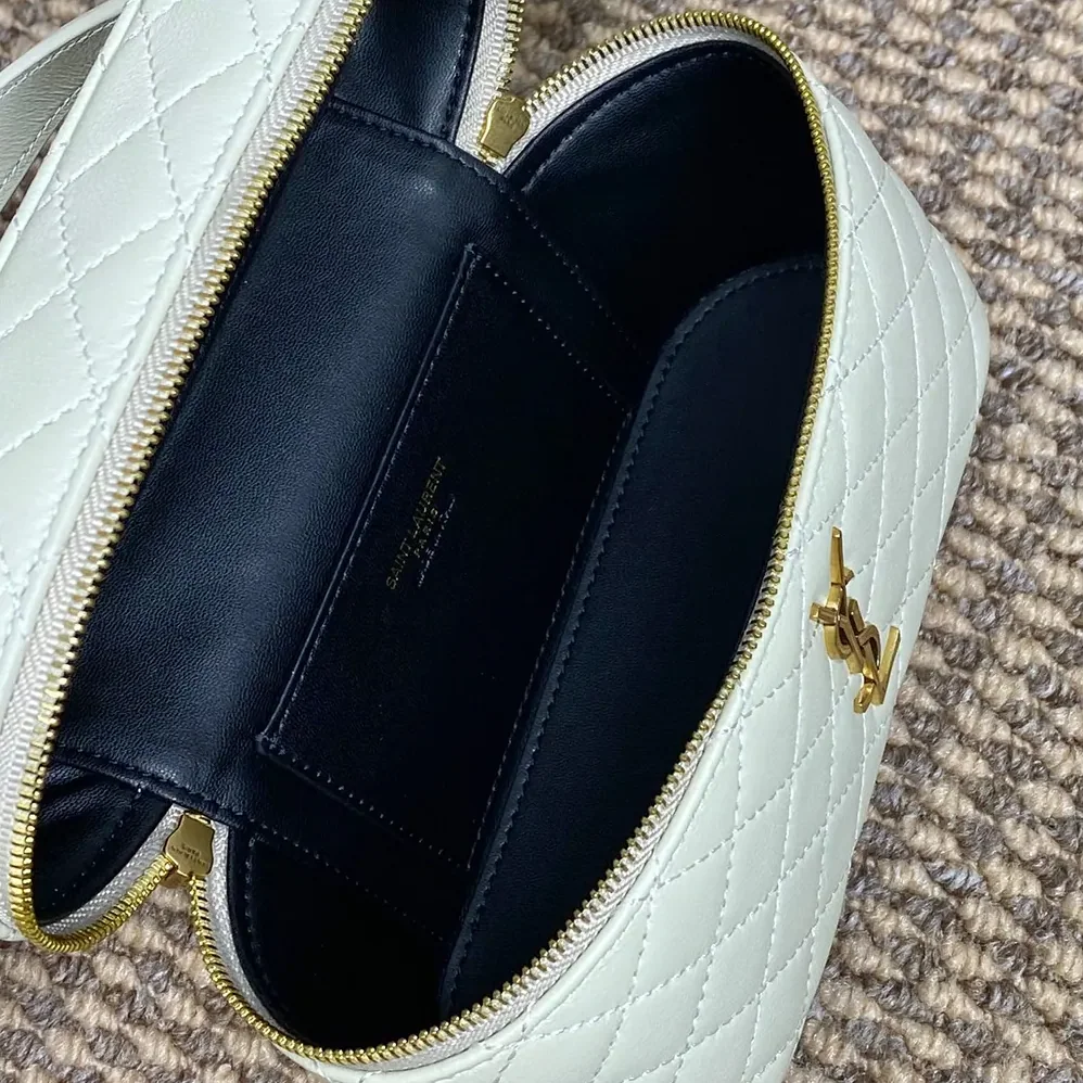 Saint Laurent YSL Gaby Vanity Bag In Lambskin for Women in White Saint Laurent YSL Gaby Vanity Bag In Lambskin for Women in White